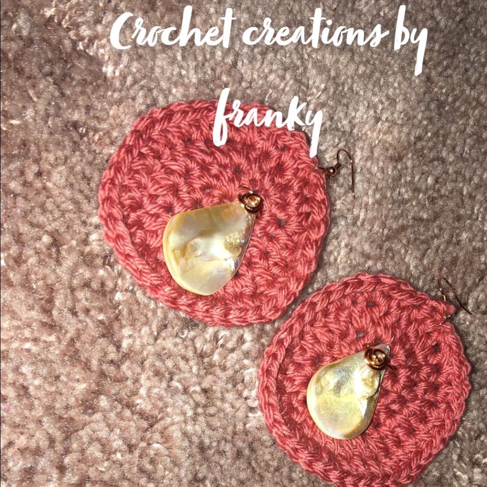Crochet pink earrings